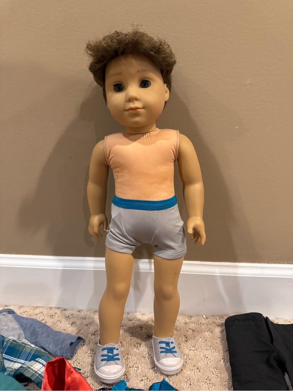 American Girl Logan Everett Boy Doll Retired 18” + Large Clothing Lot